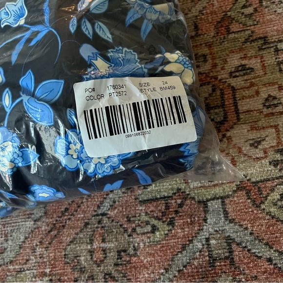 J. Crew Ruched One Shoulder One Piece Swimsuit Size 24 NWT Midnight Blue Floral - Picture 7 of 8